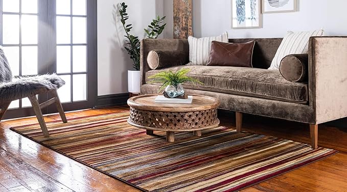 Unique Loom Barista Collection Area Rug - Icatu (8' x 10' Rectangle Beige/Brown)