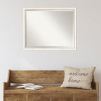 Amanti Art White Wall Mirror 24x30 Morgan White Gold Rectangle Bathroom Mirror for Wall Decor Living Room, Large Modern Wood Frame, Hangs Horizonally and Vertically, Bathroom Decor, Beveled Edge