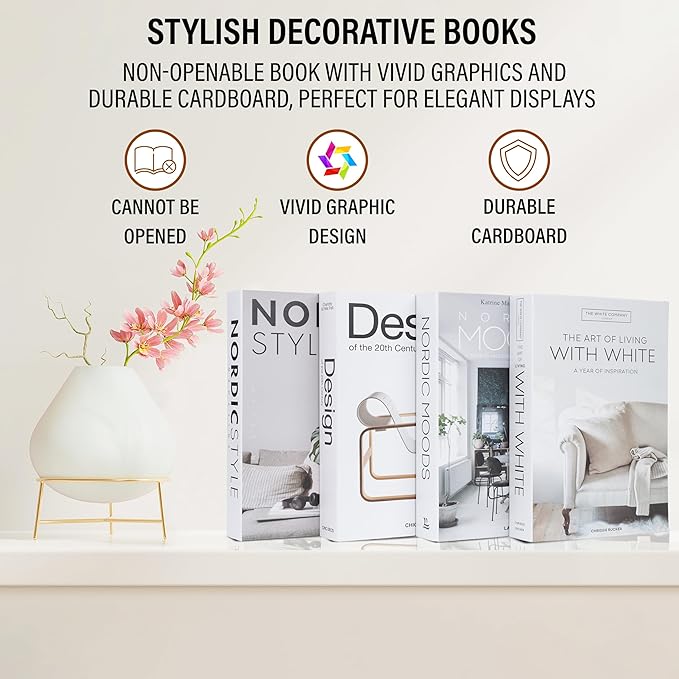 PROBENEX Mono Large | 4 PCS Faux Decorative Books for Home Decor | Not Real Books (Cardboard Boxes) | Coffee Table, Shelf Styling & Modern Aesthetic Accent Pieces for Living Room, Office