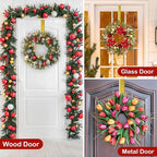 Gold Wreath Hanger, Christmas Decorations Adjustable Wreath Hangers for Front Door Adjustable from 14.9-25 Inches Over The Door Hooks Organizer Larger Hangers Festival Wreaths, Decorations Hook