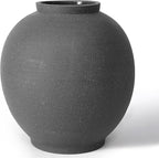 Black Ceramic Large Vase - 11 Inch Round Modern Ceramic Vases,Tall Vase for Decor Living Room Table Decor and Festive Home Interiors