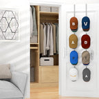 HapiRm Over Door Hat Rack - 2 Packs Hat Organizer with 8 Hooks Design, Hanging Baseball Cap Organizer Storage Holds Up to 40 Caps for Door, Bedroom, Closet (Sliver)