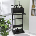 Mens Valet Stand with Drawer, Tray, Shoe Shelf and Suit Rack, Wooden Clothing Rack for Men Women, Clothes Valet Stand for Bedroom Entryway