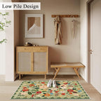 U'Artlines Indoor Door Mat Entrance Rug 2'x3'Soft Non Slip Machine Washable Floral Small Area Rug Carpet for Entryway Kitchen Bathroom Bedroom Green
