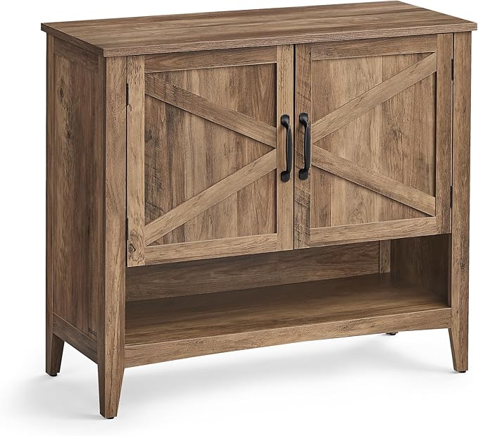 VASAGLE LIRY Collection - Shoe Cabinet, 3-Tier Storage Organizer, Shoe Shelf, Farmhouse Freestanding Cabinet, Height-Adjustable Shelf, 13.8 x 31.5 x 27.6 Inches, Honey Brown ULBC038B01
