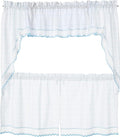 Sweet Home Collection 5 Pc Kitchen Curtain Set-Valance Swag Choice of 24" or 36" Tier Pair, Adirondack White/Blue