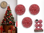 Christmas Traditions 4 inch Christmas Red Glittered Rattan Christmas Ball Ornaments Hanging Tree Decorations (Set of 6)(Christmas Red)