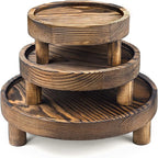 3PCS Wooden Display Risers for Display,Wood Riser Display Pedestal Stand for Home Décor (Rustic Brown,8,6,5'')