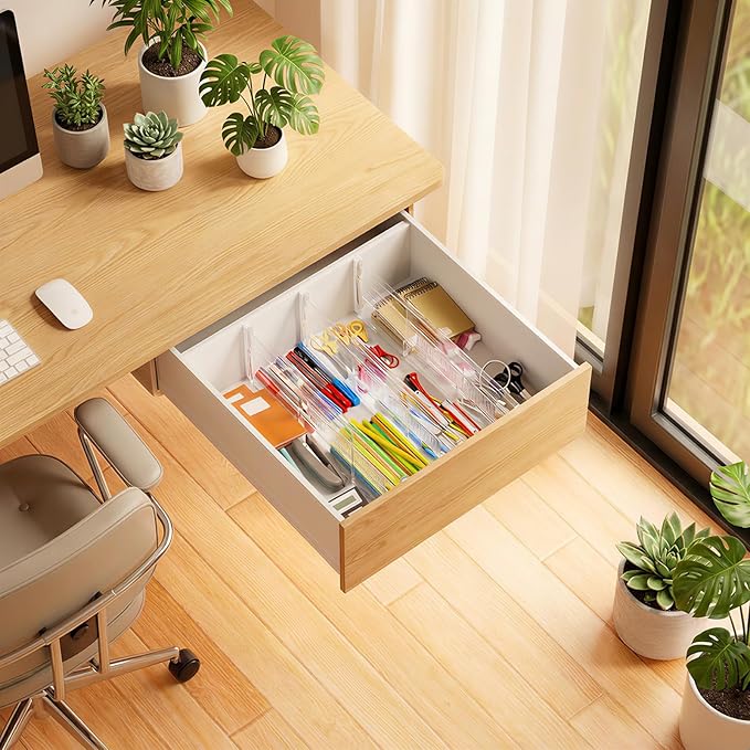 LETGO 5 Pack Drawer Dividers 6" High - Tall Acrylic Drawer Divider for Clothes, 12.3-18" Adjustable Dresser Deep Drawer Dividers,Expandable Dresser Separators for Kitchen Office Baby Clothing (5)