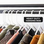 HOLDN’ STORAGE Portable Wardrobe Closet - 65 lb Large Capacity, Internal Heavy Duty Metal Rod, Zipper & Clear Window, Durable Clothes Organizer, Tool-Free Easy Assembly, White Canvas Cover
