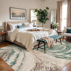 Ciicool Abstract Swirl Area Rug Indoor, 5x7 Washable Entryway Rug, Modern Soft Throw Entry Rug with Non-Slip Backing for Bedroom Living Room Entrance Kitchen, Low-Pile Floor Carpet Doormat Green