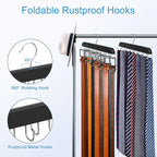 Belt Hanger for Closet Max 42 Belts, Sturdy Wood Belt Rack Closet Accessories with 14 Hooks Belt Organizer for Closet Organizers and Storage -Black 1 Pack