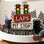 Lineshading 4 Pcs Racing Birthday Party Decoration Race Car Table Decorations Wooden Traffic Light Decor Racing Car Table Centerpieces for Photo Props Decor Birthday Party Supplies
