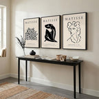 Framed Matisse Canvas Wall Art for Living Room, Set of 3 Abstract Black and White Minimalist Botanical Prints for Walls, Modern Aesthetic Pictures for Bedroom, Dining Room, Hallway and Office, Total Size 30x60