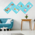 AKTOP Cork Bulletin Board 12x12, 1/2" Thick Felt Cork Board Tiles 6 Pack, Small Square Pin Board for Wall, Self Adhesive Corkboards with 60 Push Pin Wood Clips for School, Home & Office, Baby Blue