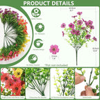 Artificial Flowers for Outdoors, 12 Bundles Multicolor Silk Fake Flower for Spring Summer Decoration, UV Resistant No Fade Artificial Outdoor Plants for Home Planter Porch Patio Yard Decor