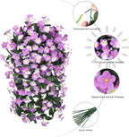 HyeFlora 2PCS Artificial Hanging Flowers for Outdoors Spring Decoration, Faux Daisy Plants Fake Silk Orchid Long Stems UV Resistant Mums for Home Garden Wall Party Indoor Outside Decor