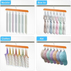 Belt Hanger for Closet, 360° Rotating Tie & Belt Rack for Storage with 14 Hooks,Versatile Hanger Rack with Hooks(2Natural)