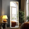DUMOS LED Mirror Full Length with Stand, 16"x60" Full Body Wall Mirror with LED Lights 3 Color Lighting, Hanging or Leaning, Floor Standing, Modern Simple Home Wall Decor