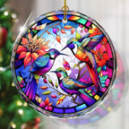 Hummingbird Stained Glass Ornament - Christmas Tree Decoration, Gift Exchange Present Idea