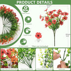 Artificial Flowers for Outdoors, 12 Bundles Multicolor Fake Faux Silk Flowers for Spring Summer Decoration, UV Resistant No Fade Artificial Plants Outdoor for Planter Porch Patio Yard Home Decor