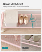 SONGMICS Clothes Rack with Wheels, Clothing Rack for Hanging Clothes, 25.4mm Metal Garment Rack with Dense Mesh Storage Shelf, 110 lb Load Capacity, 2 Brakes, Pink UHSR025P01