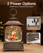 Christmas Snow Globes Light up Snowglobes Christmas Lantern with 8 Songs, 10.43" Christmas Snow Globes for kids adults, 6H Timer & Dual Power, Lighted Christmas Decorations Indoor, Gifts for Women Men