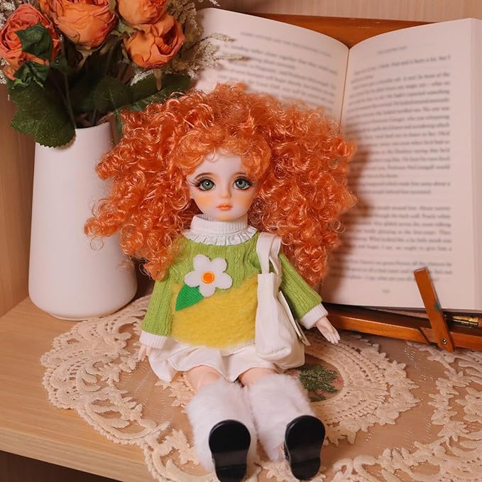 Original 1/6 Scale Anime Doll with Hand-Painted Face, Unique Cute Collectible Ball-Jointed Doll with Removable Outfit, 30cm Art Figure for Christmas & Birthday Gifts (Poppy)