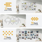 Large Cork Board for Wall 36" x 48" Gray Bulletin Board with Safe Removable Adhesive Squares for Pictures Photos, Alternative CorkBoard Felt Pin Boards Tiles for Office Classroom Wall Decor - 12 Pack