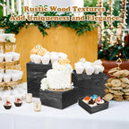 6 Pack Wooden Risers Display Stands Square Food Risers for Buffet Party Rustic Wood Cake & Cupcake Stands Nesting Box Wooden Crates for Display