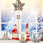 Liliful 30 Pack Christmas DIY Snow Globe Kit Including 3.58 Inch LED Plastic Snow Globe with Screw Off Cap Artificial Mini Tree Snowman Santa Deer Pine Cones and Lights for Party Decorations