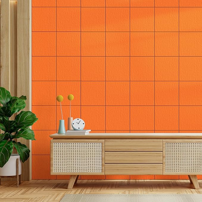 MaxGear Large Cork Board for Wall 36" x 24", Orange Bulletin Board, 6 Pack Felt Wall Tiles with Pushpins, Cork Boards for Office Push Pin Board Tack Board Felt Board