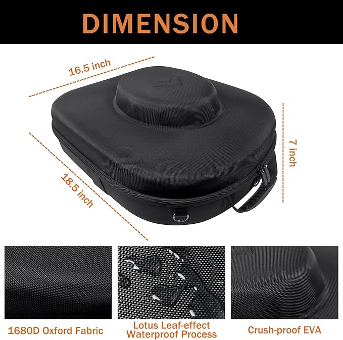Foeran Travel Hat Case For Cowboy Panama & Fedora Hat, Waterproof & Crush Proof Cowboy Hat Box Wide-brimmed Hats Storage Holder Hat Carrier - Large, Black