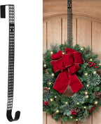 Haute Decor Hook & Lattice Metal Adjustable Length Over The Door Wreath Hanger, Matte Black (1 Pack) - Strong Unique Modern Design, Holds 20 Pounds