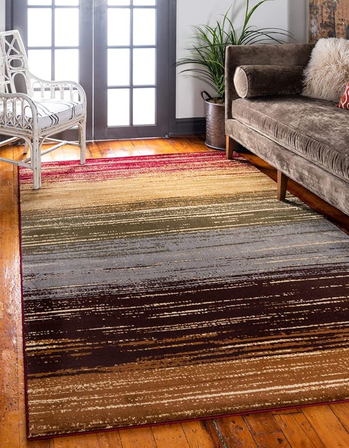 Unique Loom Barista Collection Area Rug - Mundo Nova (9' x 12' Rectangle, Beige/ Blue)