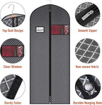 Univivi 60 Inch Lightweight Garment Bag for Hanging Clothes, Full Zipper Dress Bags for Gowns Dress Cover with Clear Window and ID Card Holder for Suits, Long Dress, Coats, 10 Pack, Black