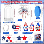 Sotiff 12 Sets 4th of July Themed Snow Globe Craft 250th Anniversary Party Supplies Firework Picks Mini Gnome Ornaments Stars Patriotic Heart Anniversary Party for Classroom Activities