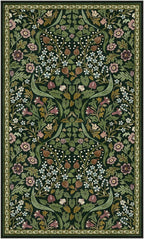 Moynesa Floral 3x5 Area Rug, Washable Non Slip Soft Bedroom Rugs, Boho Green Small Rugs for Living Room, Botanical Ultra Thin Throw Carpet for Kitchen Entryway Bathroom, Green