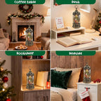 Christmas Snow Globes Lantern, Santa Claus & Gift Piles Christmas Decorations Indoor, 6H Timer Battery & USB Powered Light Up Musical Snow Globes for Kids Women Adults Gift Thanksgiving Home Decor