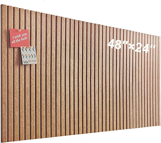 Large Cork Board for Office, 8 Pack Felt Wall Tiles with Slat Wall Paneling and Safe Removable Adhesive Tabs, Felt Bulletin Board Pin Board Cork Boards for Walls - Burnt Orange