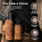 Buffalo Leather Magazine Holder - IWB/OWB Convertible - Right/Left Handed for Men and Women - Premium Mag Belt Pouch - Compatible with Glock & Sig