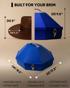 Cowboy Hat Box for Travel – Cowboy Hat Travel Case Hard w/Mirror, Latches & Bag – Hat Can - Western Hat Boxes for Men & Hat Boxes for Women Storage - Royal Blue