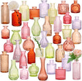 38 Pack Colorful Glass Bud Vase Set, Small Colored Vintage Vases for Centerpieces, Decorative Flower Vases for Wedding Home Table Decor