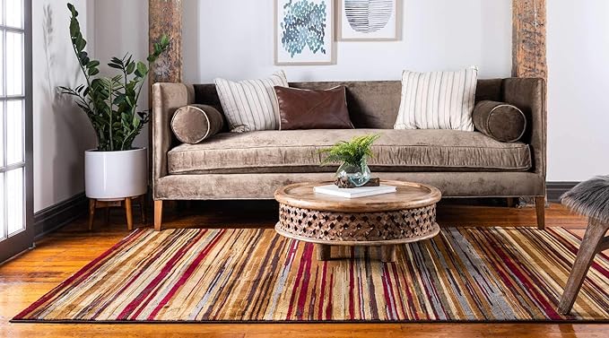 Unique Loom Barista Collection Area Rug - Icatu (8' x 10' Rectangle Beige/Brown)