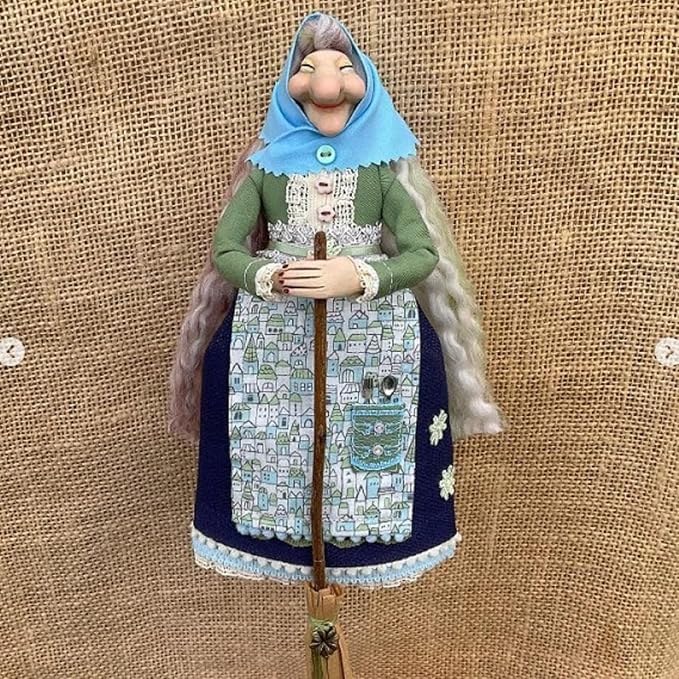 Handmade Kitchen Witch Doll, Witch Figurine Luck Charm Home Decor, Flying Witch Figures on Broomsticks, Cooking Dolls Kitchen Hanging Decor, Unique Gifts for Mom (C)