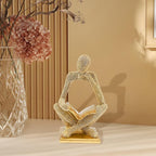 Sparkling Gold Reading Women Statue, Thinker Sculptures, Abstract Art Ornament, Modern Aesthetic Figurine Decoration for Home Living Room Bedroom Office Shelf Table Desk Bookshelf Decor