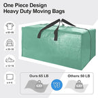 12 Pack Heavy Duty Large Moving Bags W/Backpack Straps - Strong Handles & Zippers, Storage Totes For Space Saving, Fold Flat, Alternative to Moving Box and Storage Bin, Teal