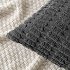 MIULEE Pack of 2 Corduroy Decorative Throw Pillow Covers 16x16 Inch Soft Boho Striped Pillow Covers Modern Farmhouse Home Decor for Sofa Living Room Couch Bed Dark Grey