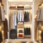 48" Closet Organizer System, 4FT Closet System for Small Closets with 4 Hanging Rods & 3 Shelves, 80"H Small Closet Organizers and Storage for Bedrooms, Cloakrooms, Gray