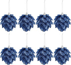 Jetec 8 Pieces Christmas Ornaments Glitter Christmas Tree Hanging Decoration Decorative Artificial Pine Cones Flowers Hanging Ornaments for Winter Wreath Holiday Decor(Navy Blue)
